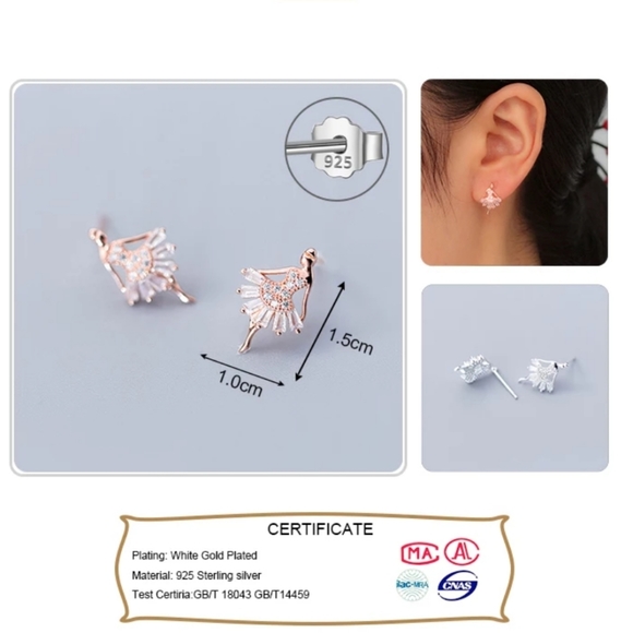 .925 Sterling Silver Rose Gold or Silver Ballerina - Picture 2 of 5